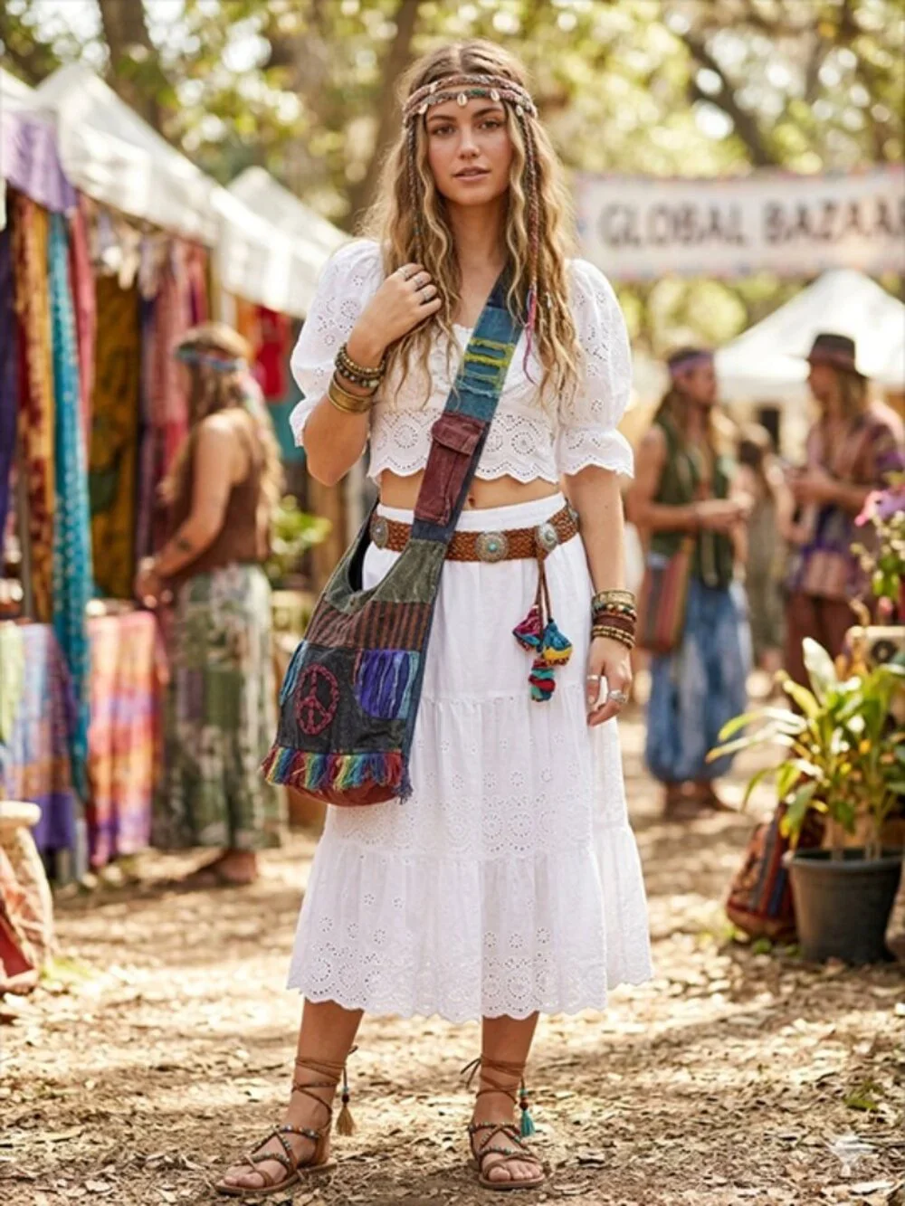 ✌️ NWT Boho Patchwork Fringed Monk Peace Bag Nepal ✌️